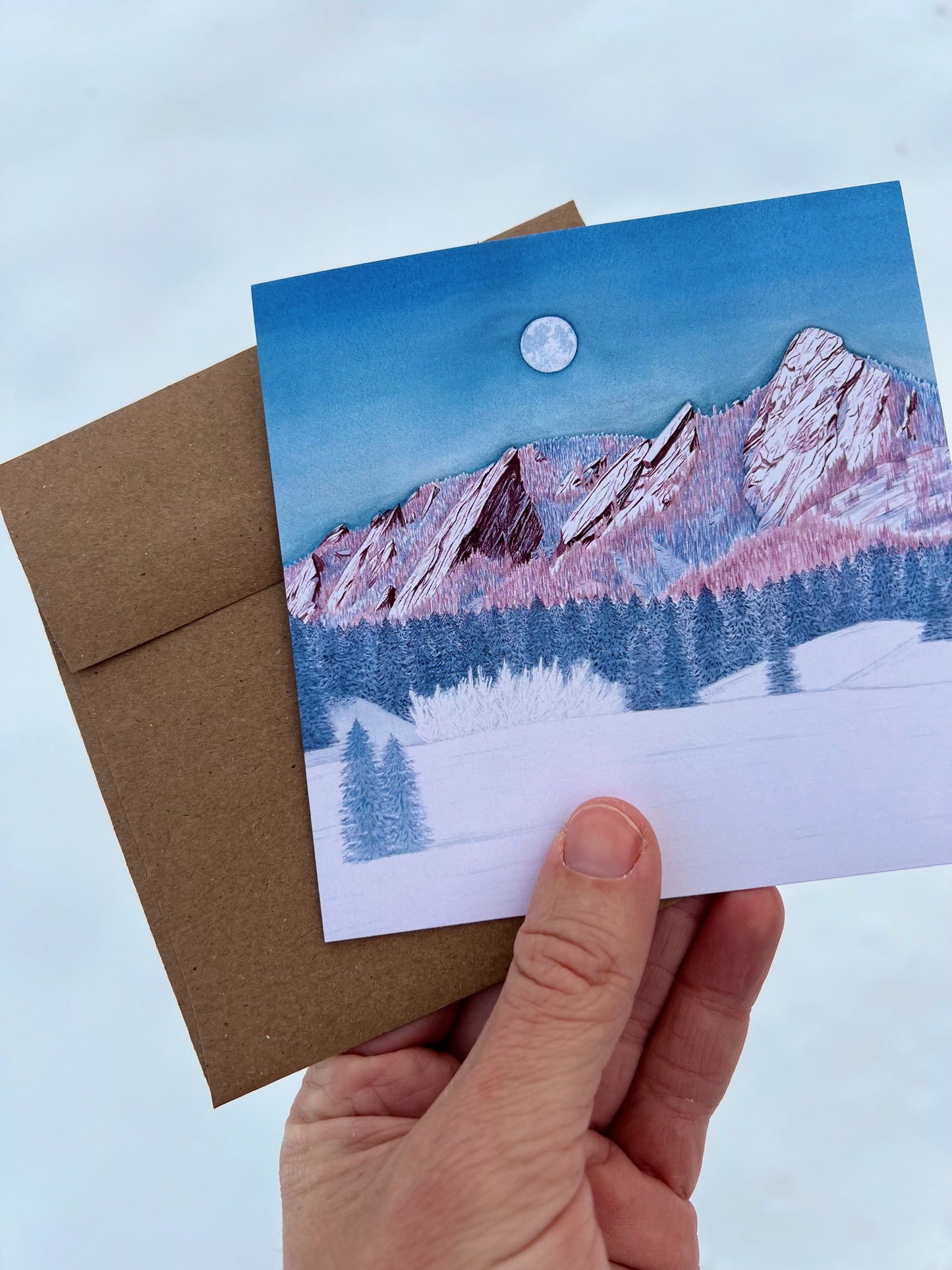 Flatirons with Snow Greeting Card